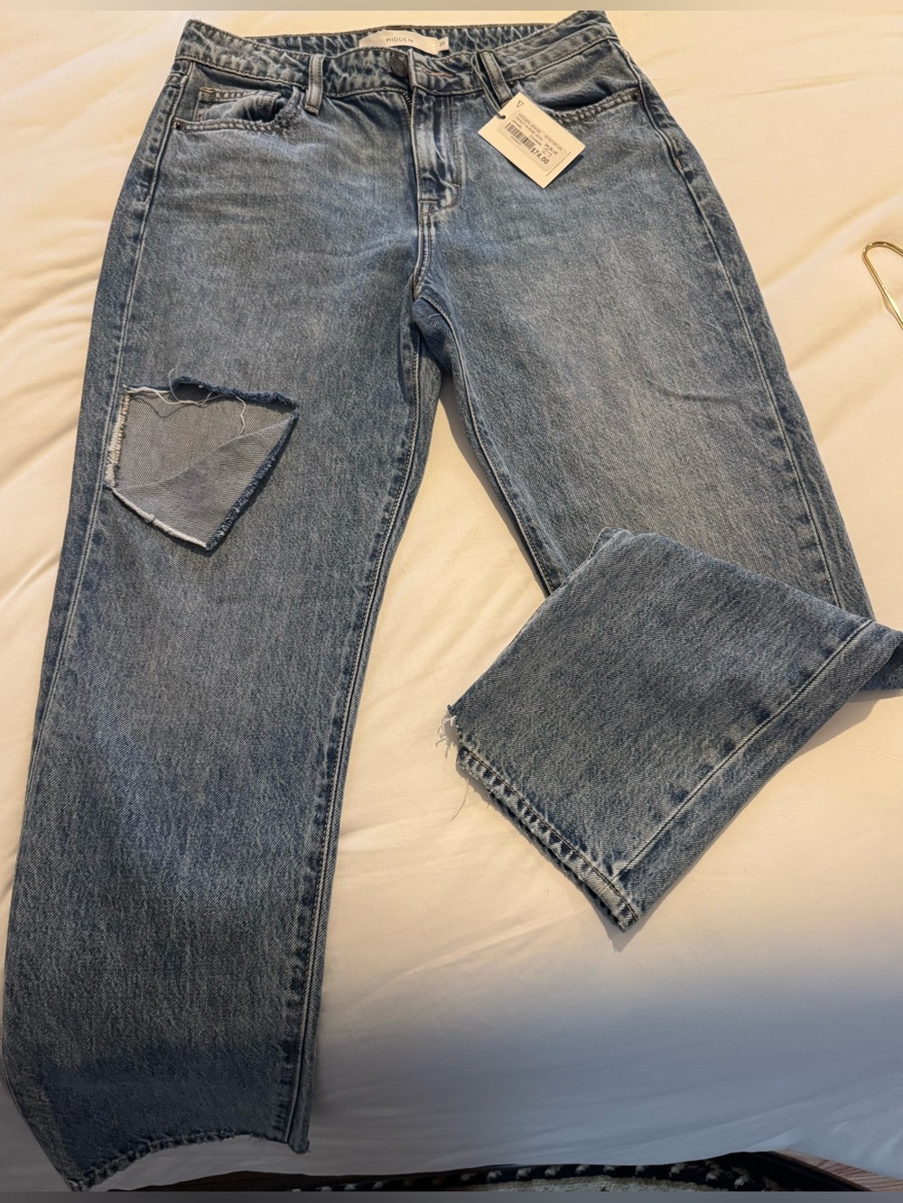 Mid-Rise Straight Leg Women's Jeans in Light Blue